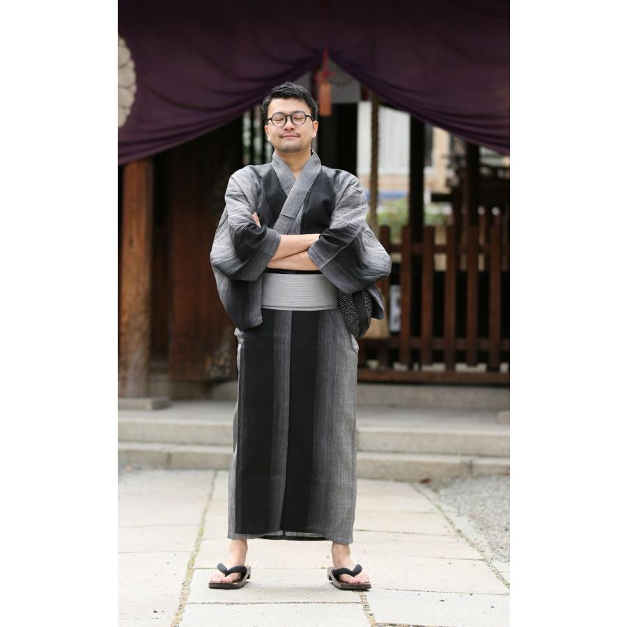 浴衣 セット メンズ 3点セット（浴衣/帯/下駄）本麻 近江ちぢみ 近江縮