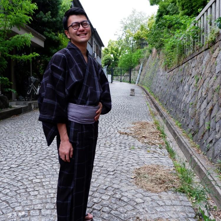 浴衣 メンズ浴衣3点セット 綿麻近江ちぢみ グレー 85 Off