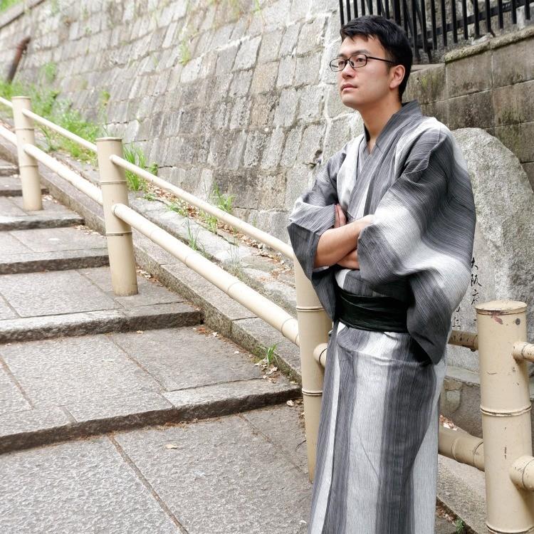 高級 近江ちぢみ 浴衣3点セット 浴衣 セット 紳士 男性 メンズ 男 綿麻 ゆかた M L Llサイズ メンズ浴衣3点セット 浴衣セット きもの 浴衣男子 ゆかた男子 兵児帯 下駄 麻 コットン 紺 ネイビー 縞 ストライプ ライン 粋 Fucoa Cl