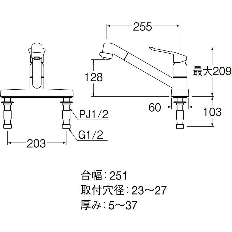 シャワーヘッド　SANEI(旧社名:三栄水栓製作所)　シングル台付切替シャワー混合栓　K6711MEK-13