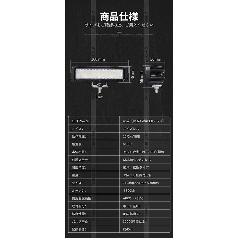 車載用LEDライト　20台　1ケース集魚灯　防水　補助灯　バックランプ　車幅灯　ミニライトバー　48ｗ　路肩灯　タイヤ灯　ledライト　作業灯