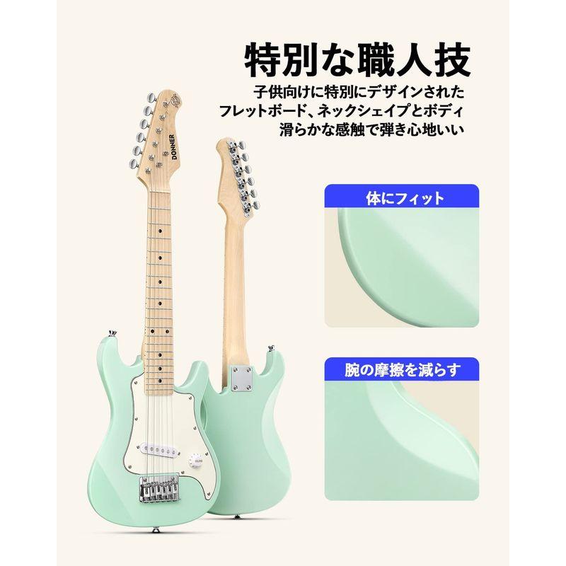 正規Donner ミニエレキギター 初心者セット 専用ケースとチュ 肌に