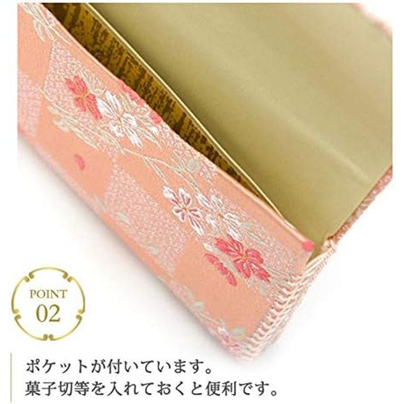 茶道 懐紙入れ 三つ折 帛紗ばさみ 正絹 (亀甲に桜の丸 緑) センチの