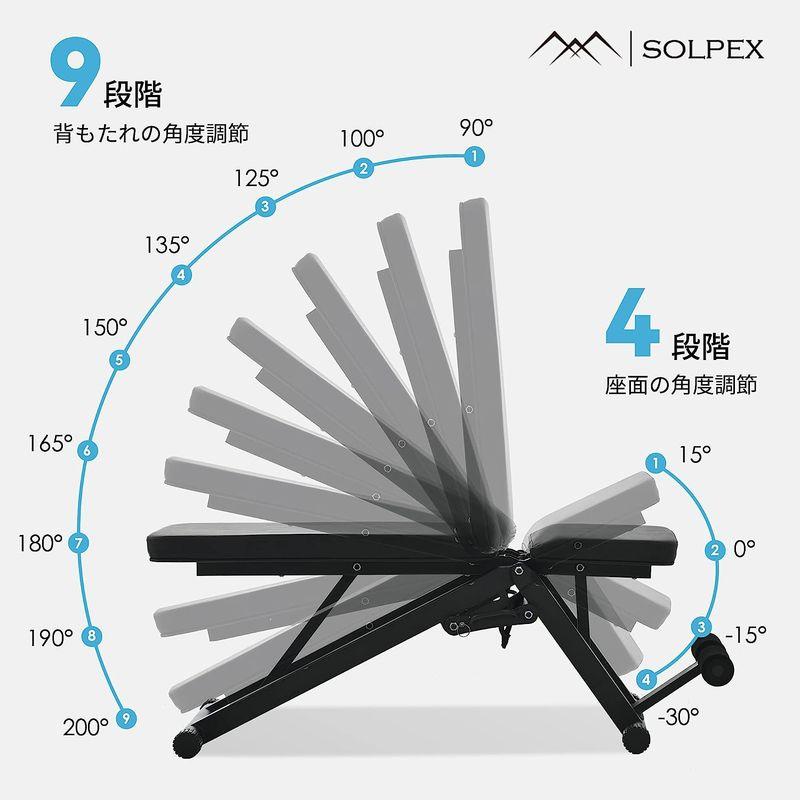 Solpex トレーニングベンチ インクラインベンチ 腹筋 ベンチプレス 筋トレ ベンチ 折り畳み ダンベルベンチ 可変式角度調節簡単 ベン トレーニングベンチ インクラインベンチ 腹筋 ベンチプレス 筋トレ ベンチ 折り畳み ダンベルベンチ 可変式角度調節簡単 ベン