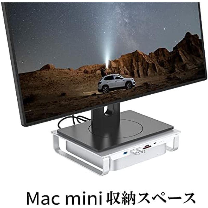 Mac mini スタンド 8in1 iMac スタンド ハブ シルバー / M.2, 2.5インチ SSD HDD TypeA USB3.｜utilityfactory｜02