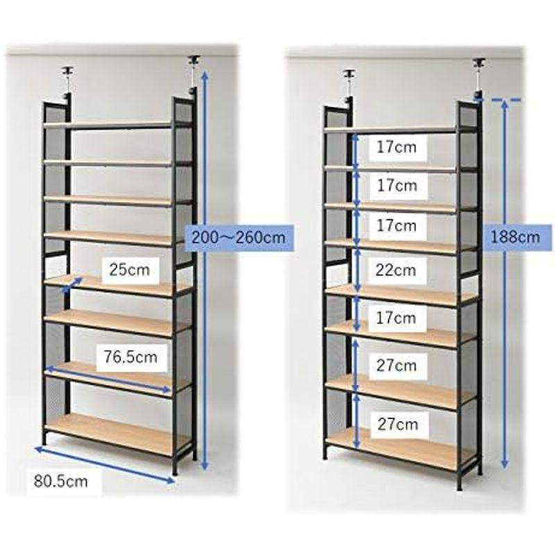 つっぱり棒・つっぱり棚 スリム 幅63×奥行25×高さ209-282cm 家具 山善 フリーラック (突っ張り) 棚板耐荷重10kg 棚板の高さが変｜utilityfactory｜17