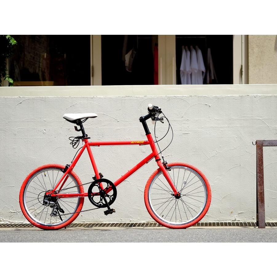 自転車 ミニベロ 20インチ 小径車 シマノ製7段変速 AMV-001 (レッド