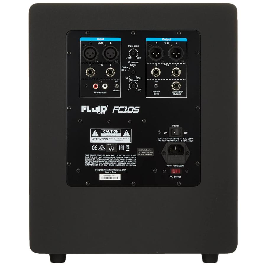 Fluid Audio FC10S 10インチ スタジオモニター サブウーファー XLR TRS 
