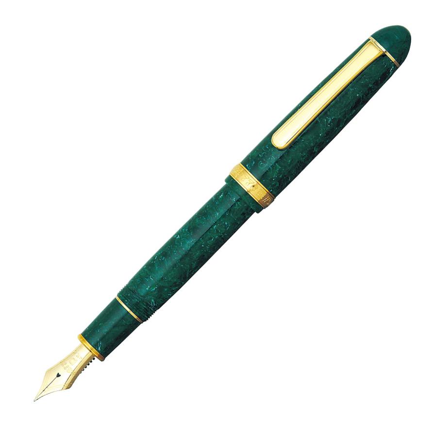 【箱付き完品】プラチナ万年筆　#3776　セルロイド　エメラルド　太字 箱付き完品】プラチナ万年筆#3776セルロイドエメラルド太字