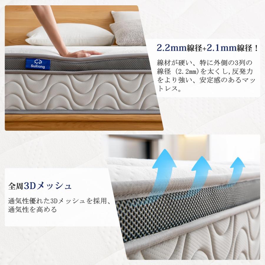 SuiLong マットレス シングル ポケットコイル 極厚25cm 高反発