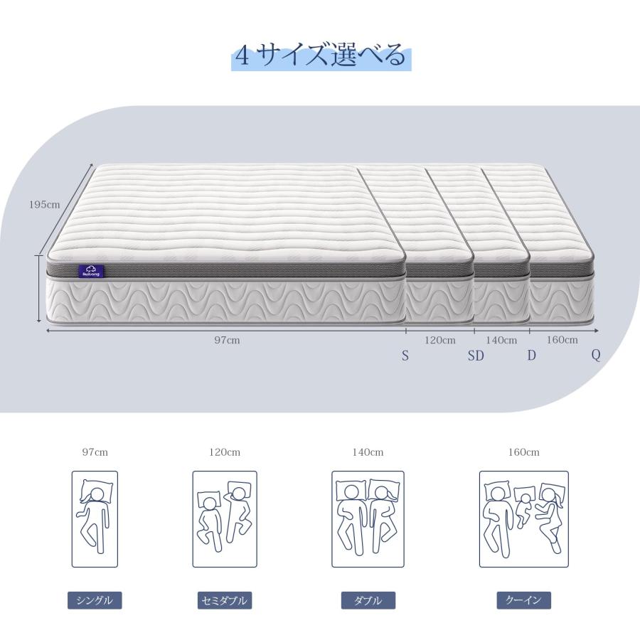 新品未使用 マットレス ポケットコイル 厚さ25cm 高反発 360N 体圧分散 Amazon.co.jp: Hsuener マットレス ポケットコイル 厚さ25cm 高