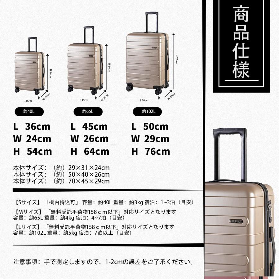 VIVICITY スーツケース キャリーケース キャリーバッグ 大容量