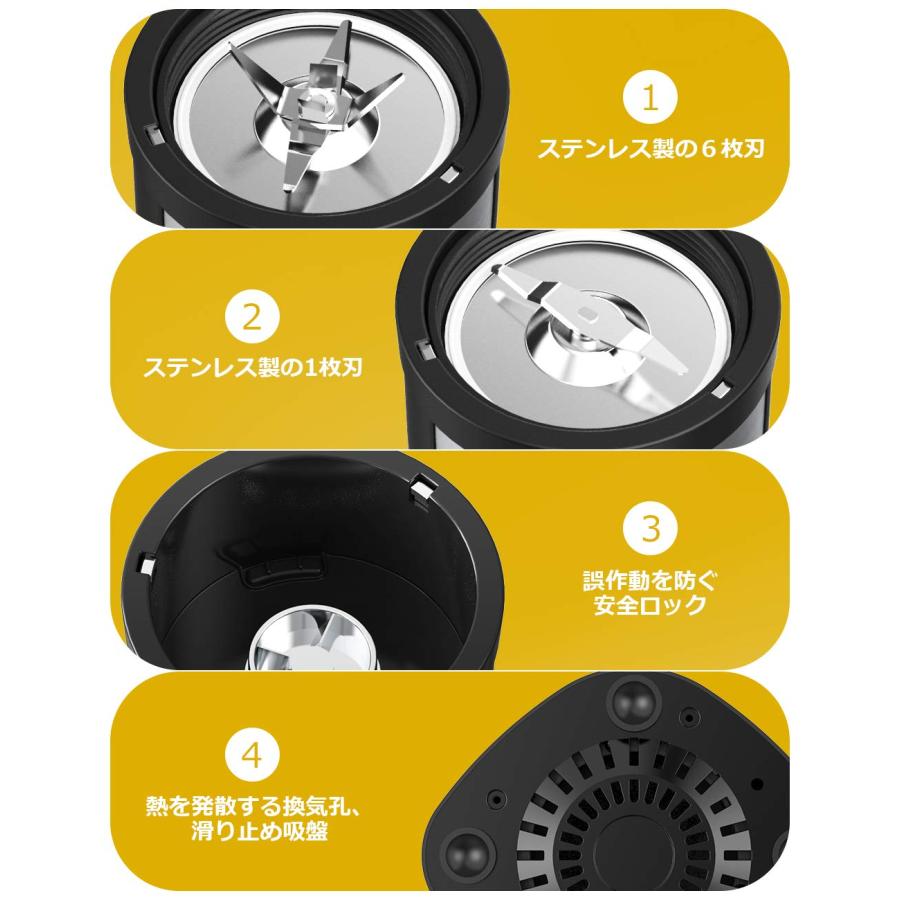 ミキサー ジューサー ダブルボトル 500ml大容量 コーヒーミル ６枚刃 KOIOS ミキサー ジューサー ダブルボトル 500ml大容量 コーヒー