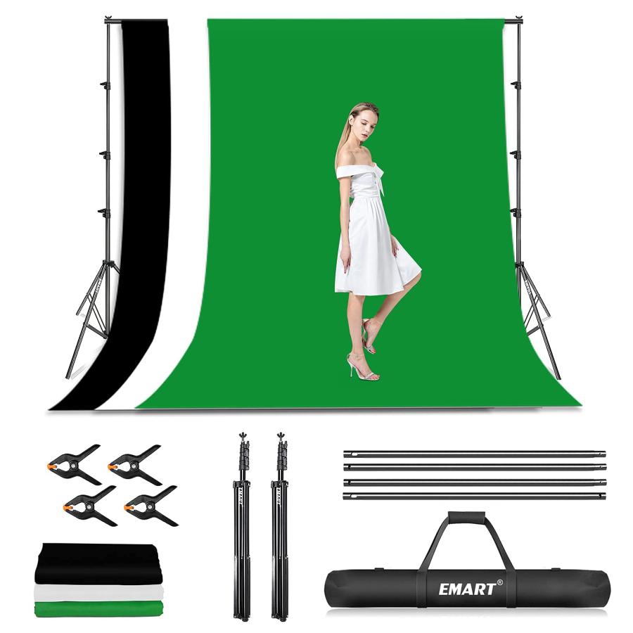 EMART 背景スタンド 260x300cm 背景スタンドセット 背景布白 黒 EMART 背景スタンド 260x300cm 背景スタンドセット 背景布白 黒