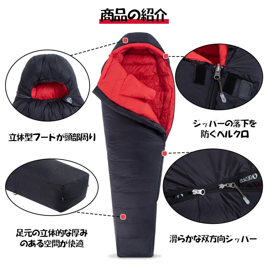 「未使用品」QEZER ダウン　寝袋 コンパクト　マミー型快適温度-3〜15°C QEZERダウン寝袋 コンパクト マミー型快適温度-3〜15°C Amazon