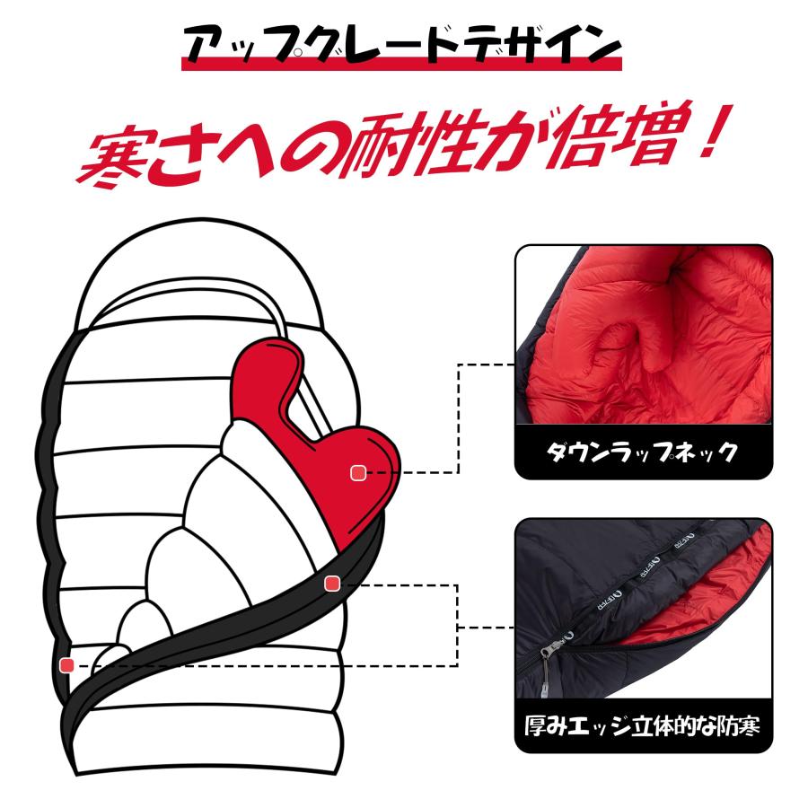 【QEZER】寝袋 冬用 ダウン シュラフ 最低温度-25℃ 1500g羽毛充填 QEZER 寝袋 冬用 ダウン シュラフ 最低温度-25℃ 1000g/1500g羽毛