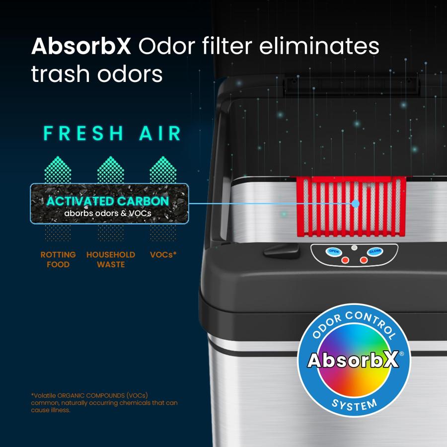 新品　アメリカ製　iTouchless　ステンレス製　49L　電動式開閉ゴミ箱 新品 アメリカ製 iTouchless ステンレス製 49L 電動式開閉ゴミ箱