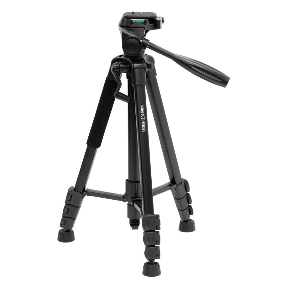 KING 三脚 150cm 4段 3WAY 雲台 収納袋 水準器付 ビデオカメラ カメラ
