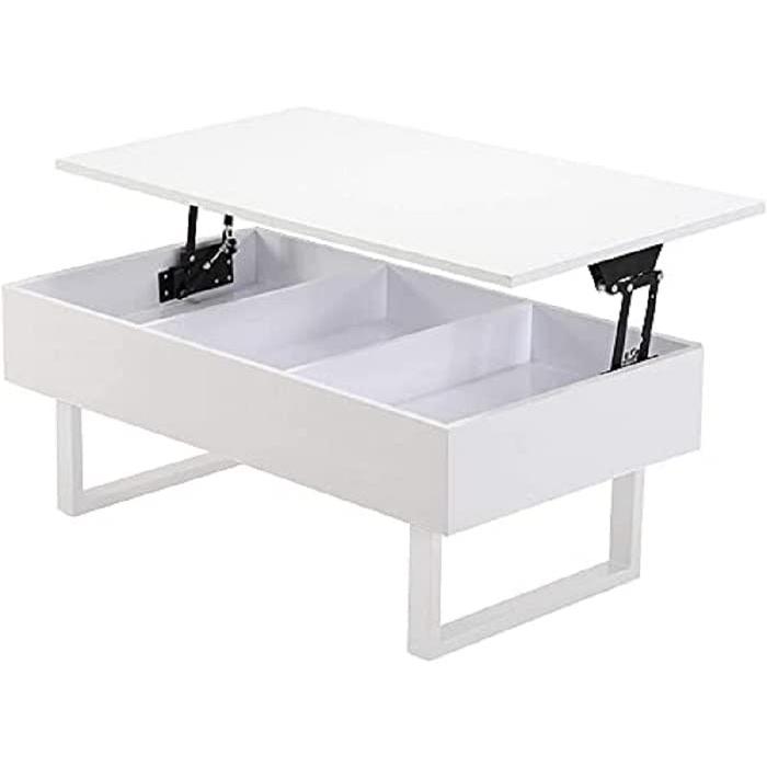オーエスジェイ 昇降センターテーブル(小) ホワイト 収納型 幅100×奥行