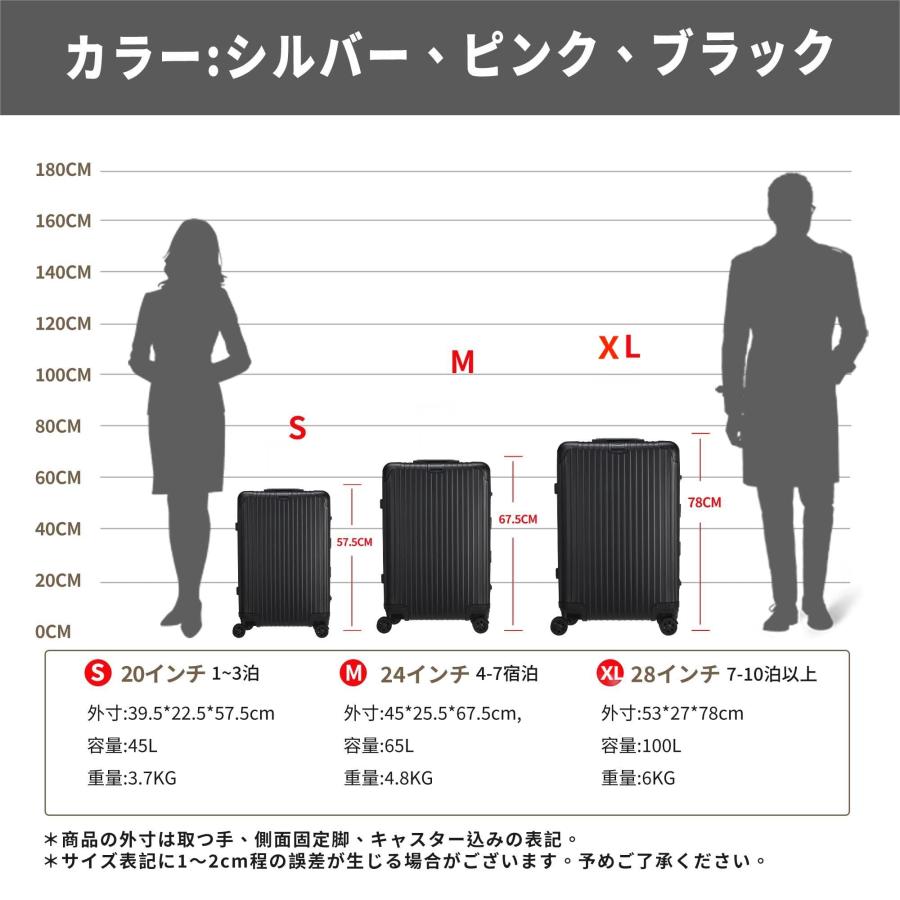 Yuweijie スーツケース キャリーケース オールアルミ合金ボディ