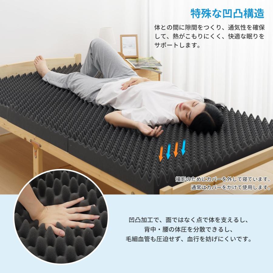 マットレス シングル ベッドマット 高反発 体圧分散 極厚10cm 通気性 凹凸 HOMFINE 高反発マットレス シングル 三つ折り 極厚10cm