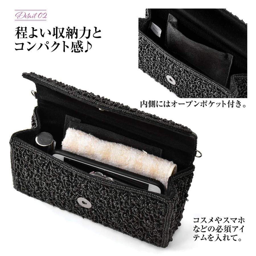 【美品】ビーズバッグ　ショルダー　クラッチ　2WAY ブラック✖️ゴールド　華やか パーティーバッグ 2way 通販 クラッチバッグ ショルダーバッグ