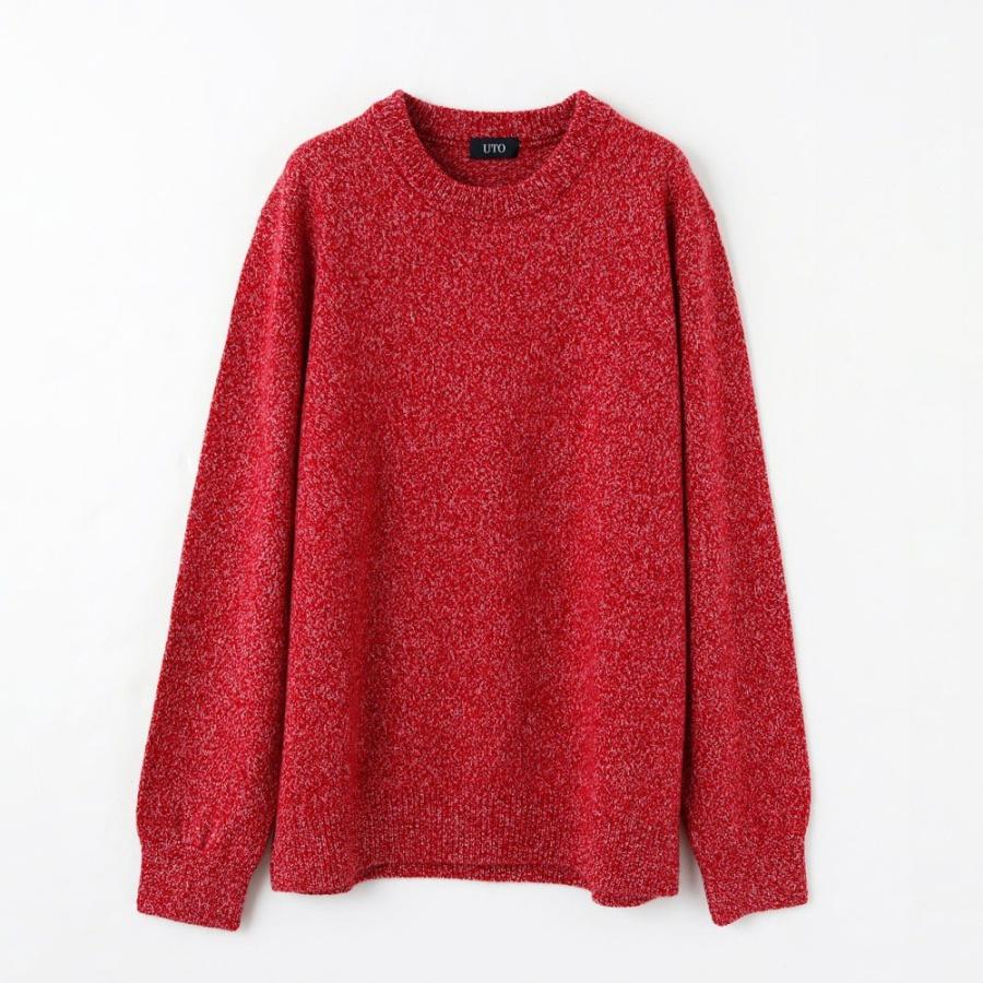 UTO メンズ四つ杢 クルーネックセーター 最高級カシミヤ100％ 日本製 サイズ：S/M/L/2L カラー：25色