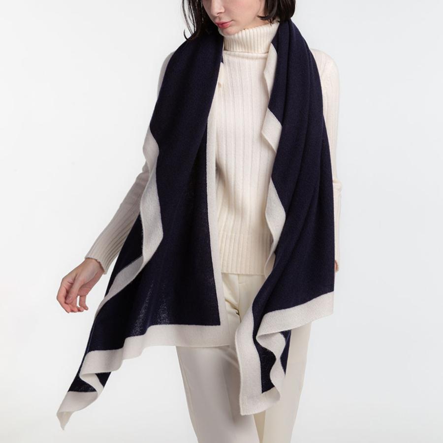 UTO 最高級 カシミヤ 100% 日本製 額縁配色 天使のストール 色：25色