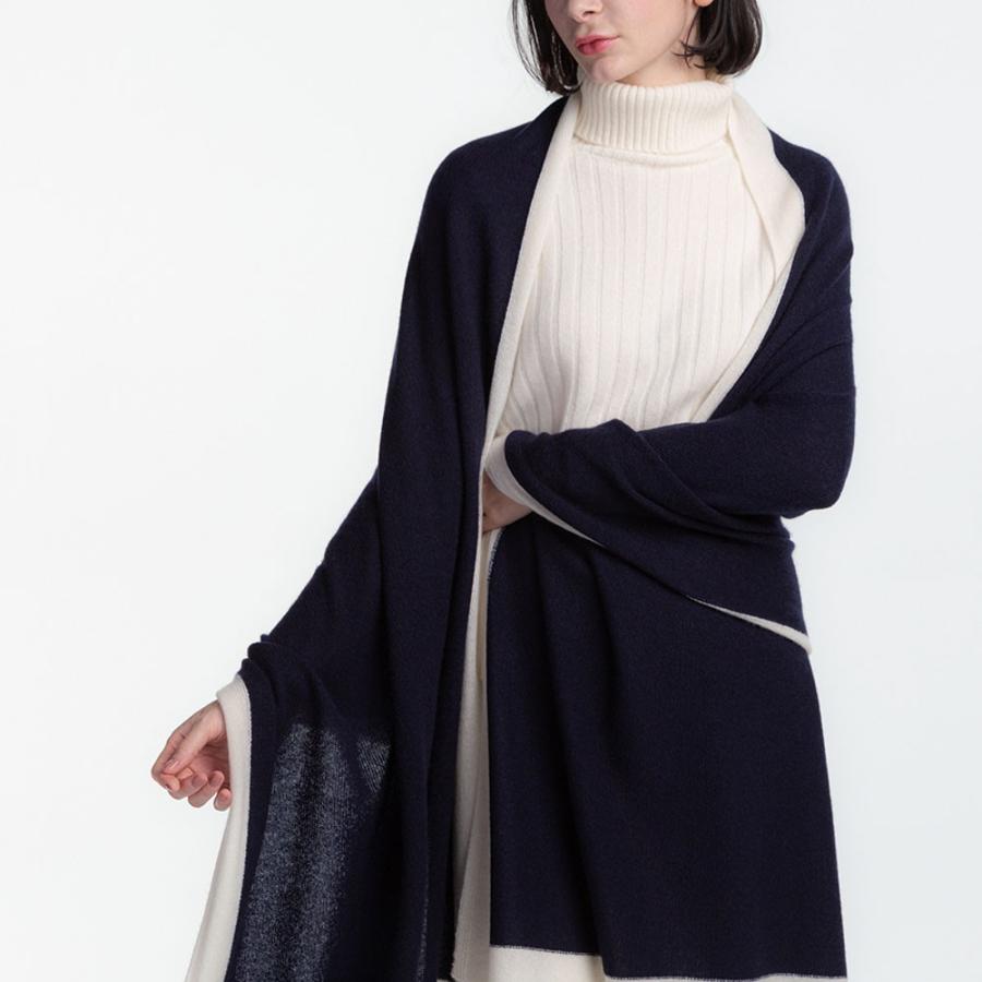 UTO 最高級 カシミヤ 100% 日本製 額縁配色 天使のストール 色：25色