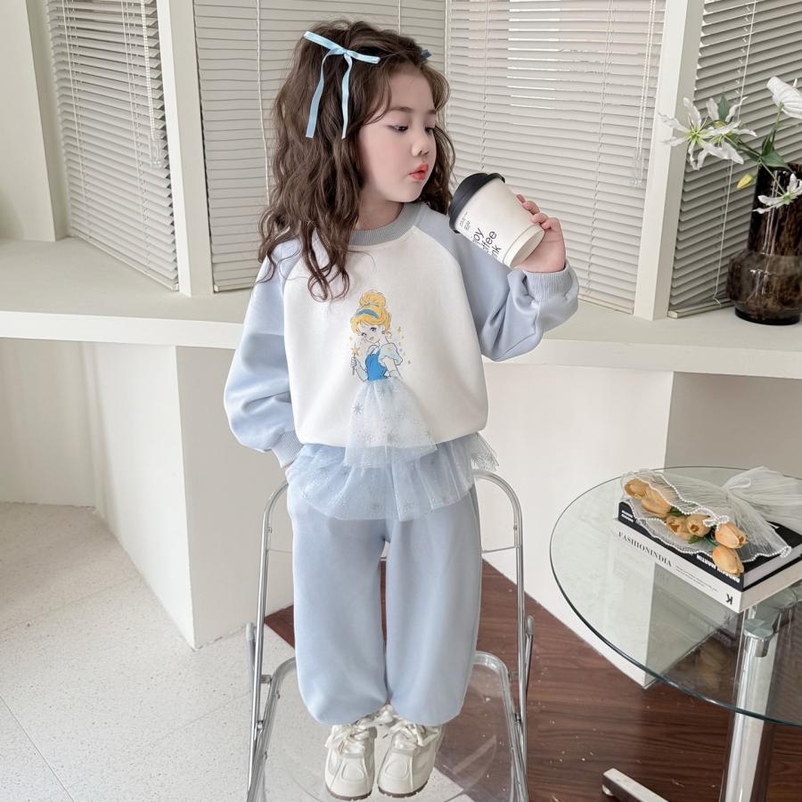 韓国風 子供服 スウェット パーカー アナ雪風 エルサ セットアップ 