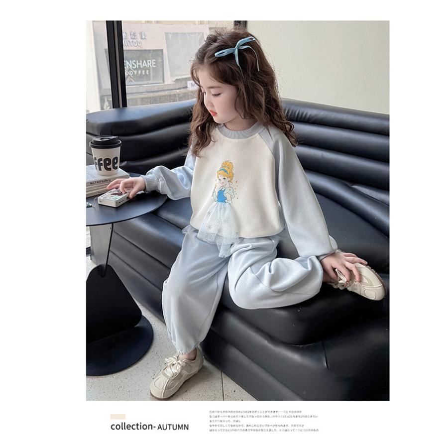 韓国風 子供服 スウェット パーカー アナ雪風 エルサ セットアップ 
