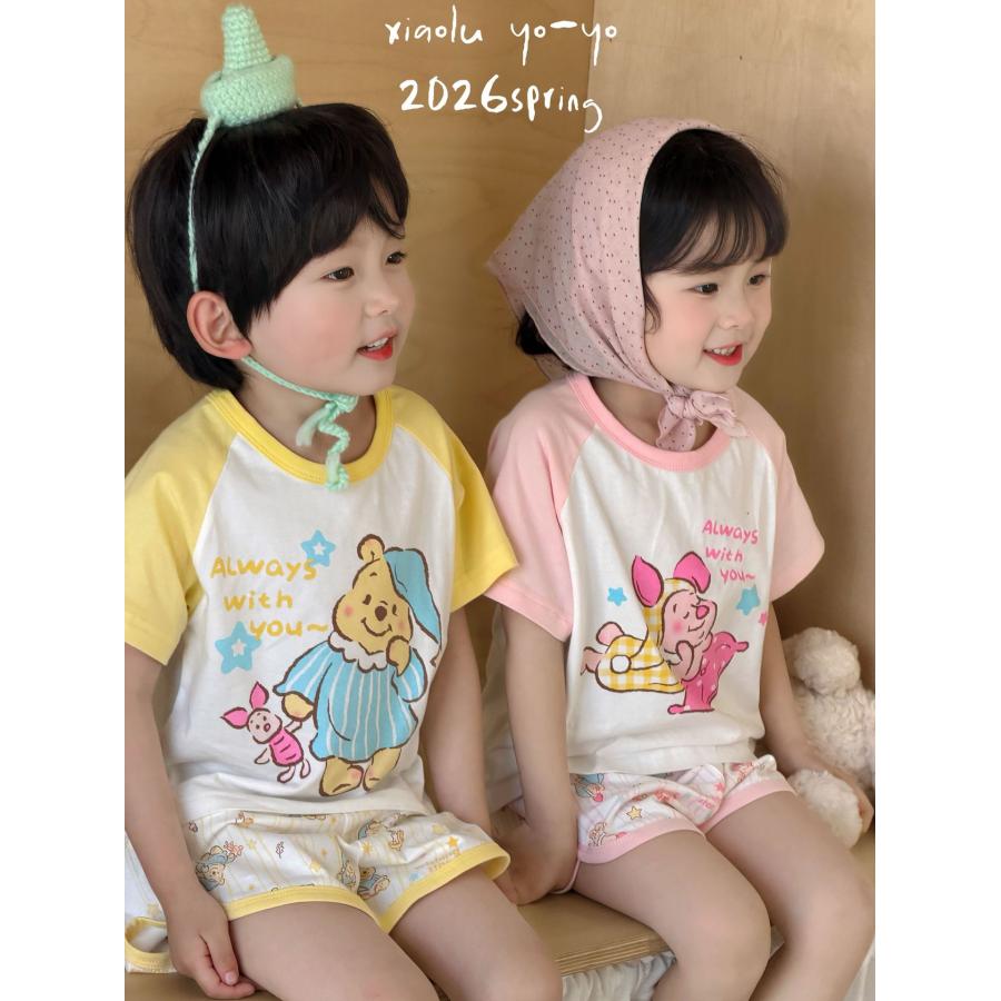 95%棉】 子供パジャマ 夏 ルームウェア クロミ風 春 上下セット 半袖 