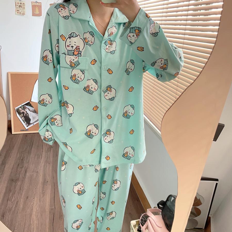 ちいかわ パジャマ 寝巻き 長袖 上下セット うさぎ モモンガ かわいい