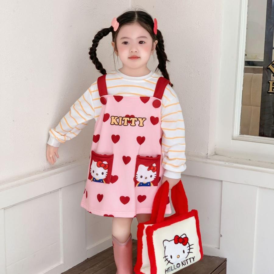 キティちゃん ワンピース 韓国風 女の子 オーバーオール セーター