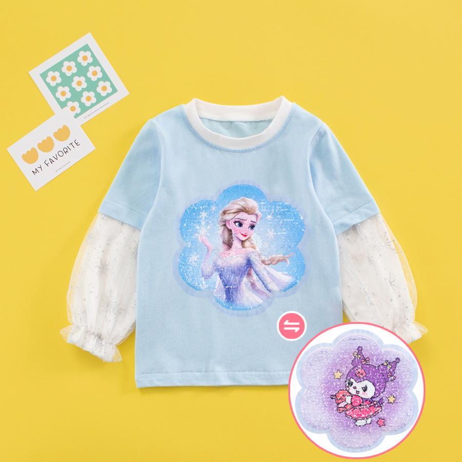 クロミちゃん エルサ 長袖 スパンコール柄替えtシャツ キッズ ふわふわ