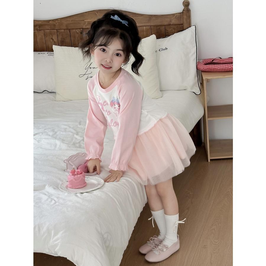 子供ワンピース 長袖 メロディ クロミちゃん シナモン 秋 冬