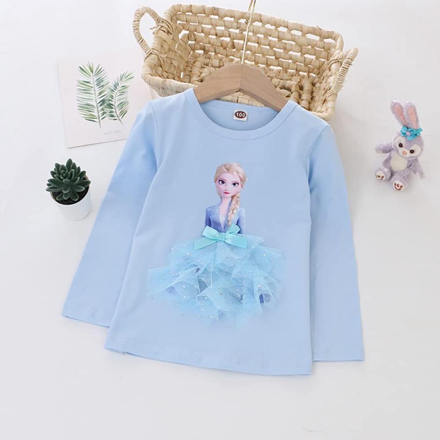 エルサTシャツ 女の子 アナと雪 長袖 ロングtシャツ ロンt コットン100 