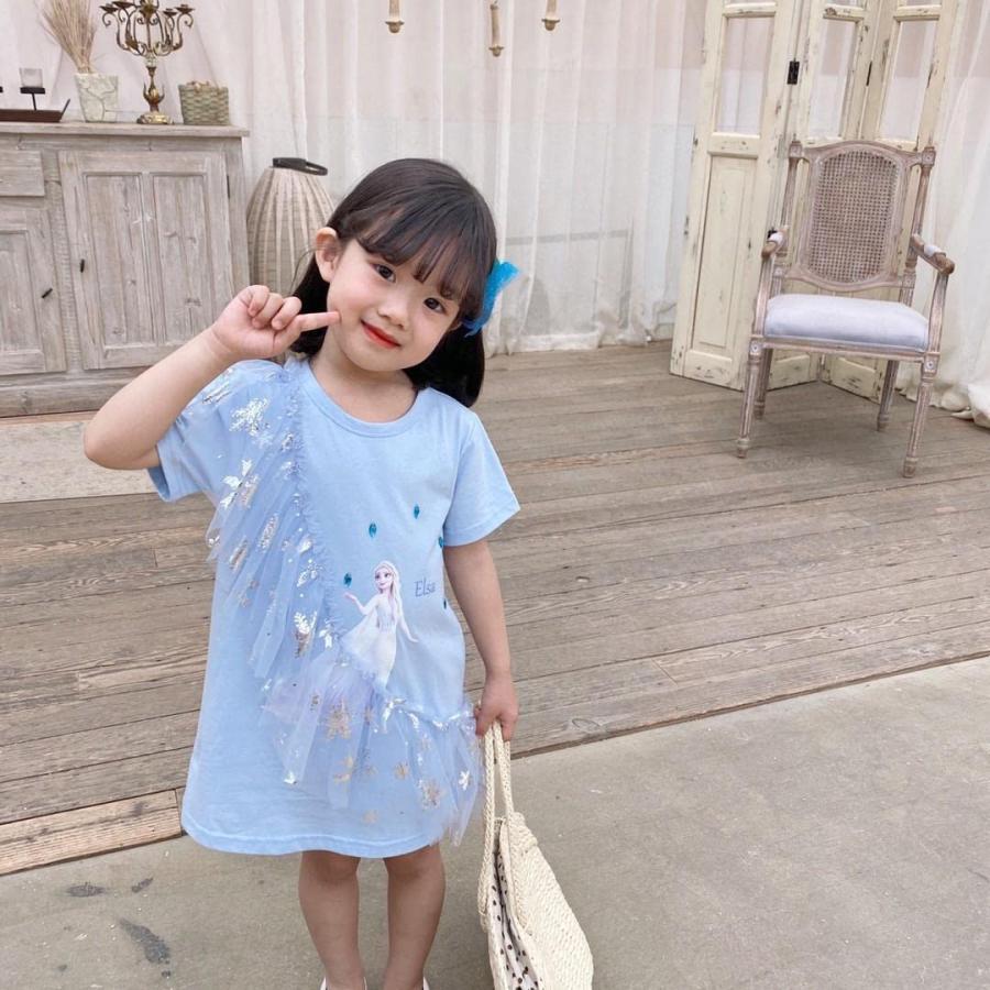 ロングTシャツ アナ雪 半袖 tシャツドレス 服 ベビー/キッズ スカート