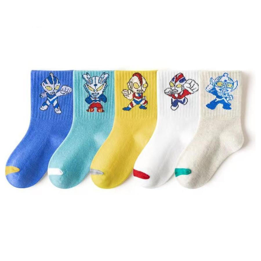 ウルトラマン キッズ 靴下 子供用 5足セット 5色 可愛い靴下 くつした