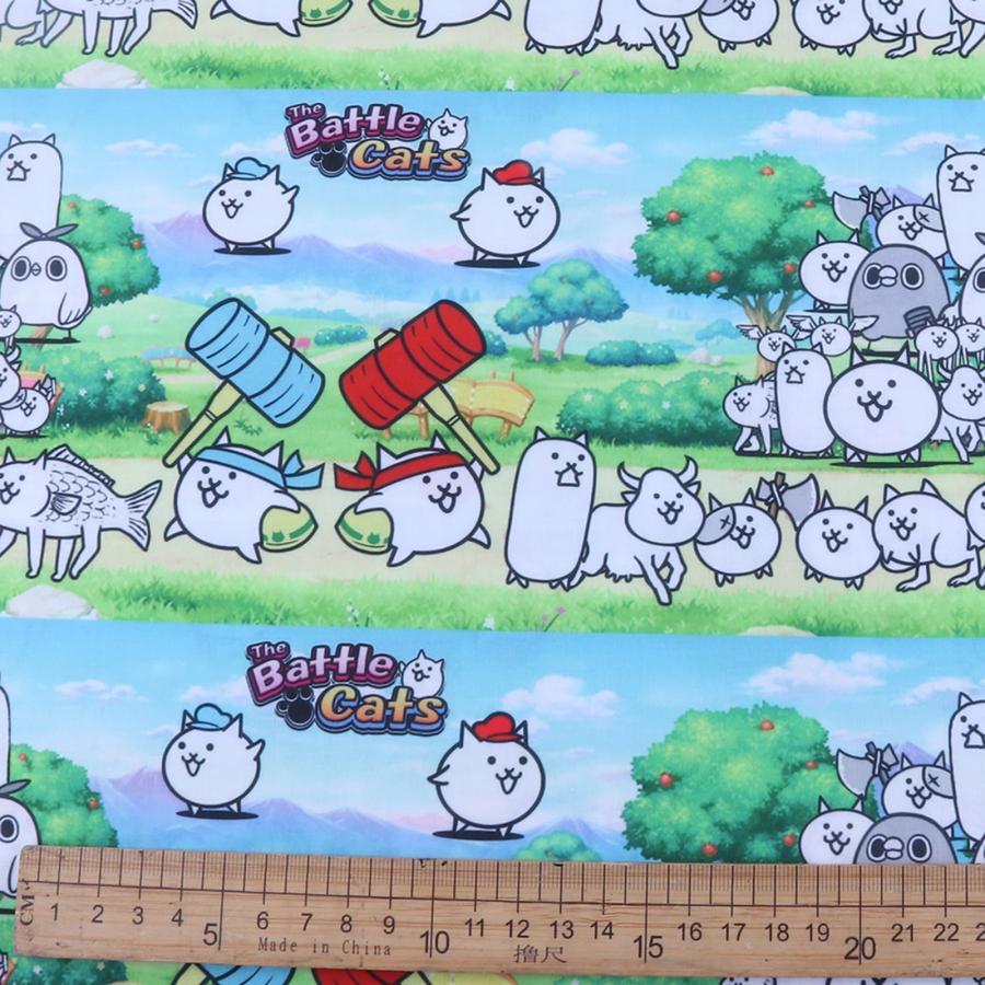 にゃんこ大戦争 生地 布 DIY 裁縫 手芸素材 10種柄 50*140cm 猫