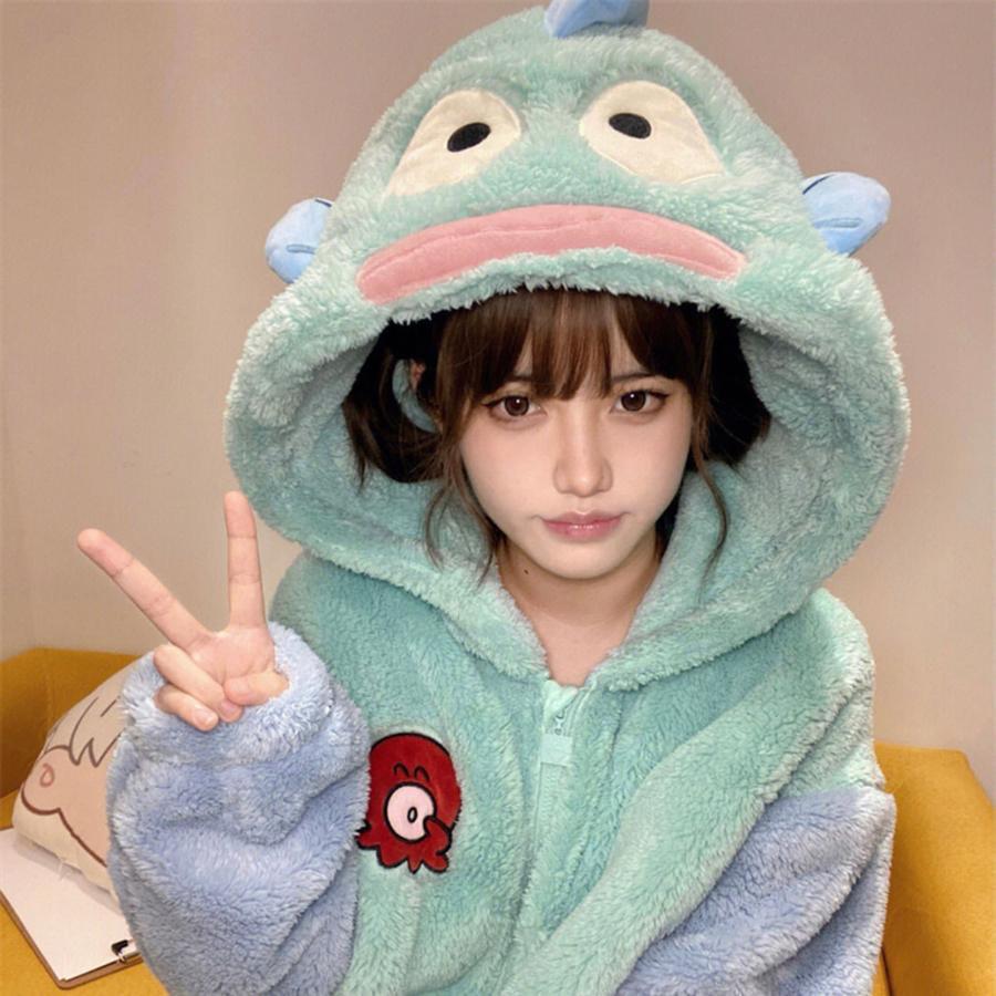 ハンギョドン パジャマ 着ぐるみ フランネル ロンパース 秋 冬 ルーム 