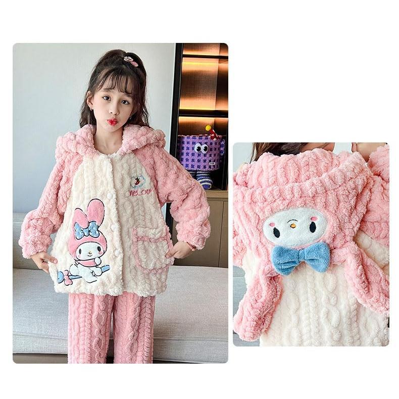 パジャマ 子供 冬 クロミ メロディ シナモンロール ルームウェア 上下