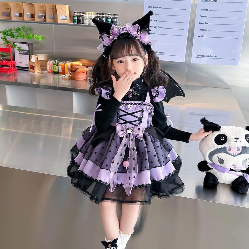クロミ風 コスプレ衣装 ドレス セット 子供 子供用 紫 ロリータ 長袖