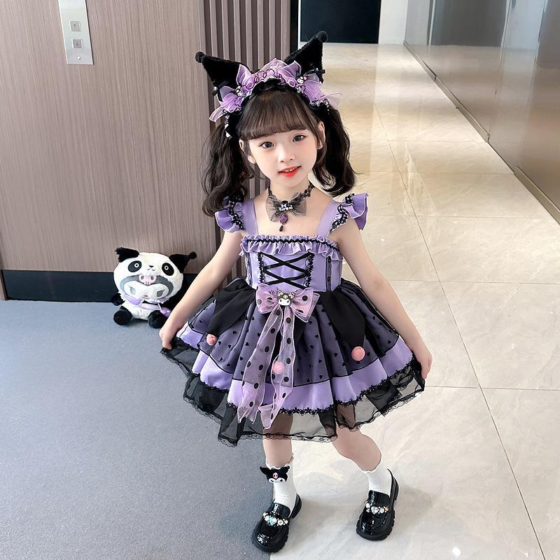 クロミ風 コスプレ衣装 ドレス セット 子供 子供用 紫 ロリータ 長袖