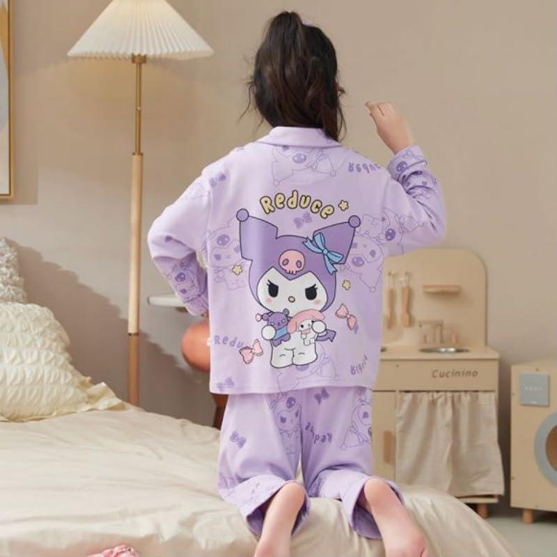 Kuromi ルームウェア ラベンダー サンリオ パジャマ クロミちゃん シナモン 女の子 マイメロ パジャマ 上下セット 春 長袖