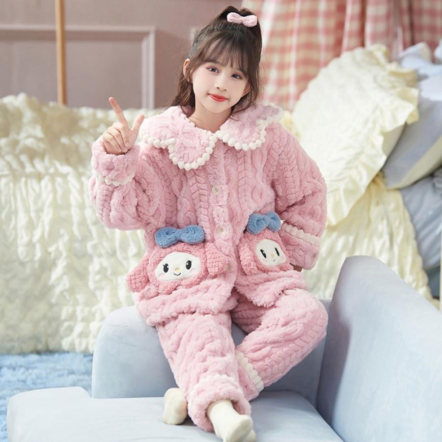 パジャマ 女の子 冬 クロミ風 シナモン プリン 部屋着 厚手 上下セット