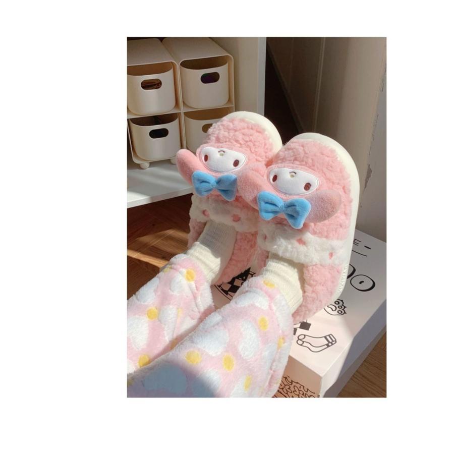 クロミちゃん 冬用 子供スリッパ 大人サイズ お揃い もこもこ シナモン