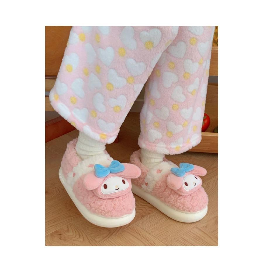 クロミちゃん 冬用 子供スリッパ 大人サイズ お揃い もこもこ シナモン