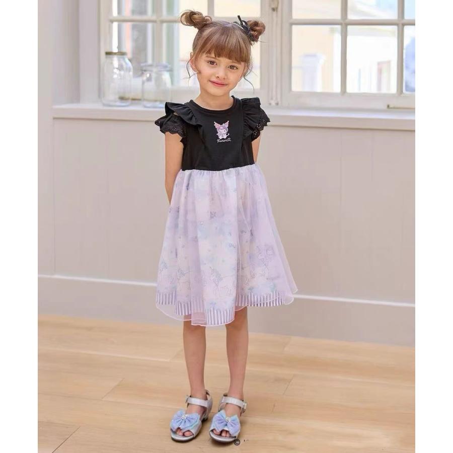 夏ワンピース クロミちゃん マイメロ シナモン 子供服 露肩ワンピース