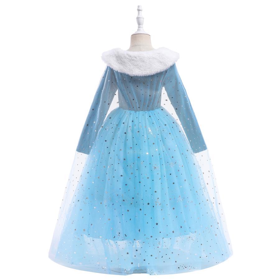 裏起毛 子供ドレス 雪の女王 エルサマント付き ドレスコスプレ 衣装